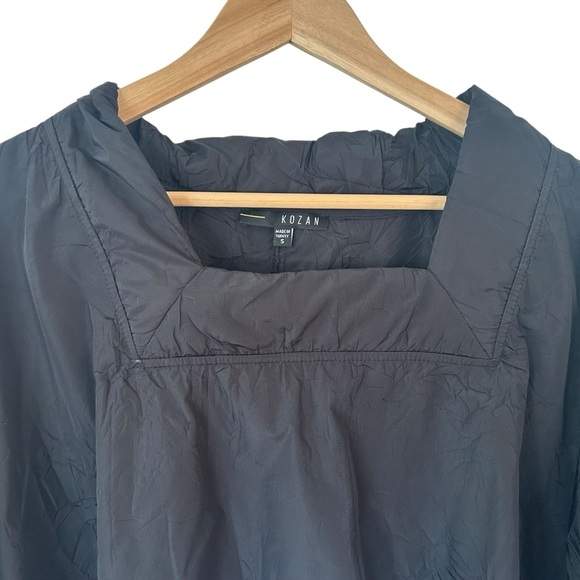 Kozan Amaya Top Pull Over Boxy Crop Top Textured Scrunched Fabric Black Size Sm - Picture 4 of 14